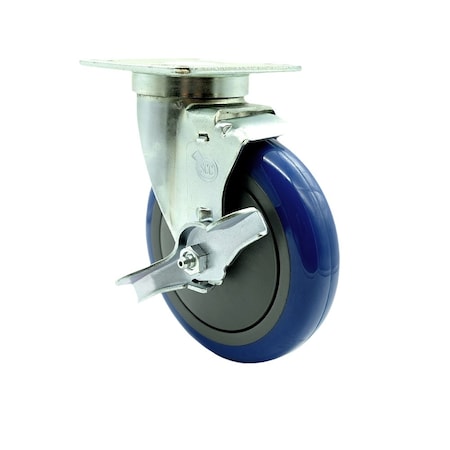 Service Caster Cooking Performance Group 359120-1100 Replacement Caster with Brake COO-SCC-20S514-PPUB-BLUE-TLB-TPU1